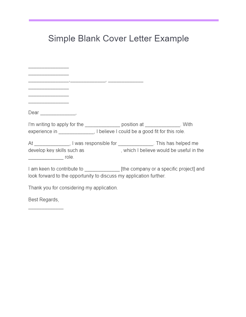 10+ Blank Cover Letter Examples, Copy & Paste, How to Use Examples