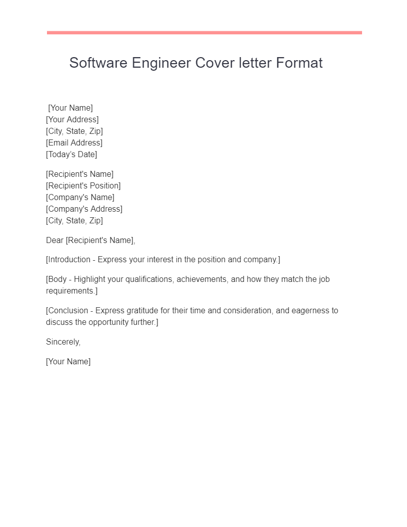 Software Engineer Cover Letter 25+ Examples, PDF