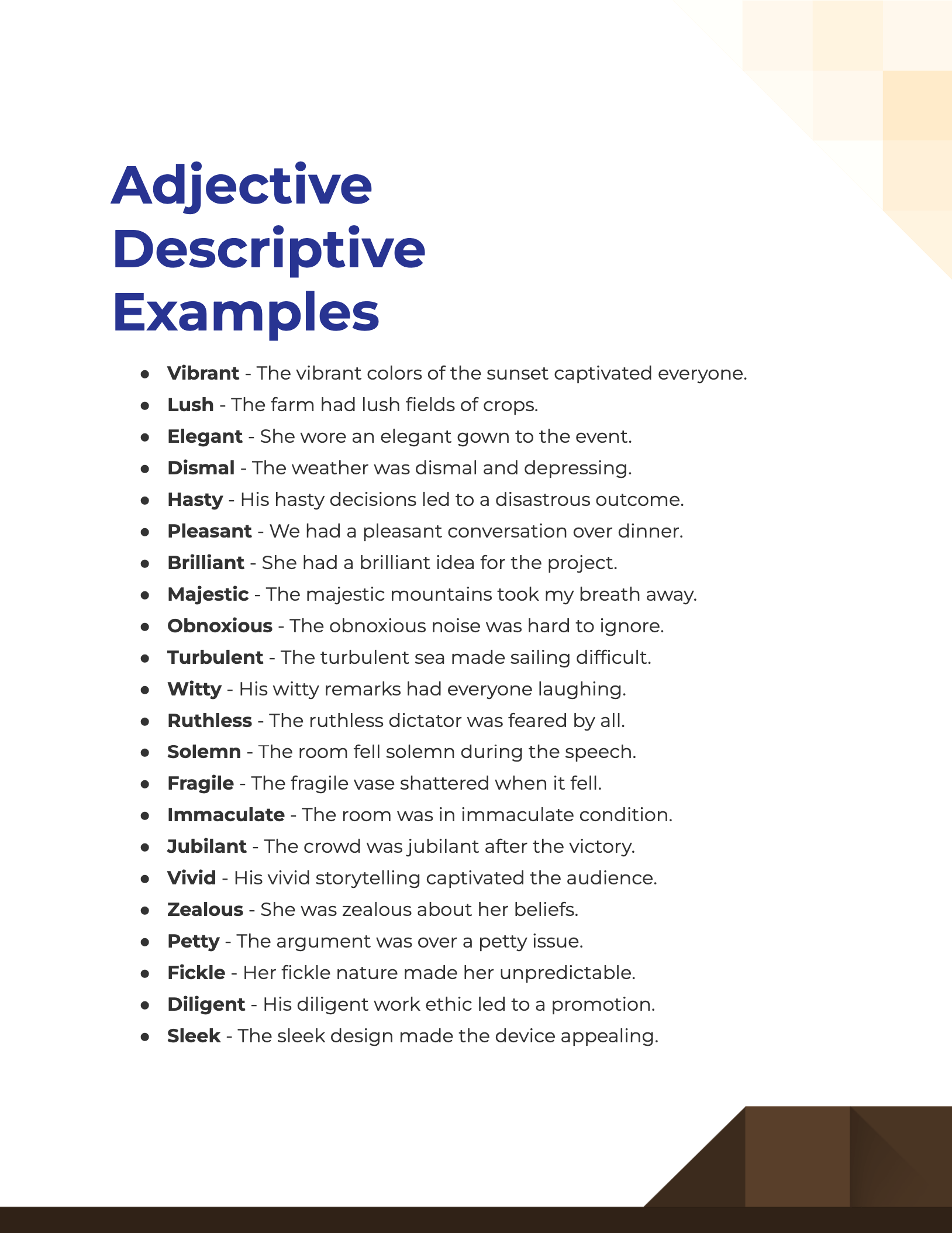 Adjective Descriptive 99+ Examples, How to Use, PDF, Tips