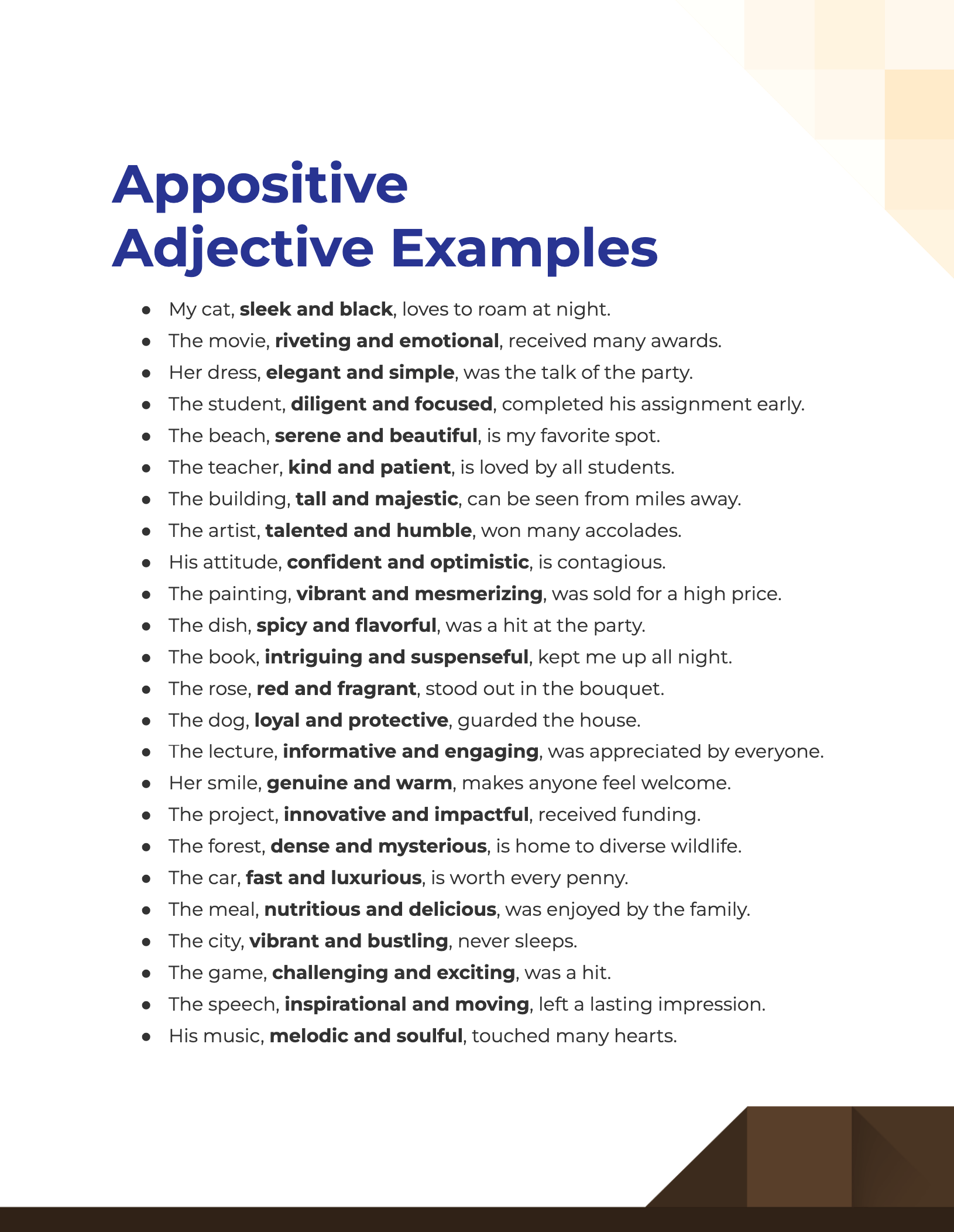 Appositive Adjective 99+ Examples, How to Use, PDF, Tips