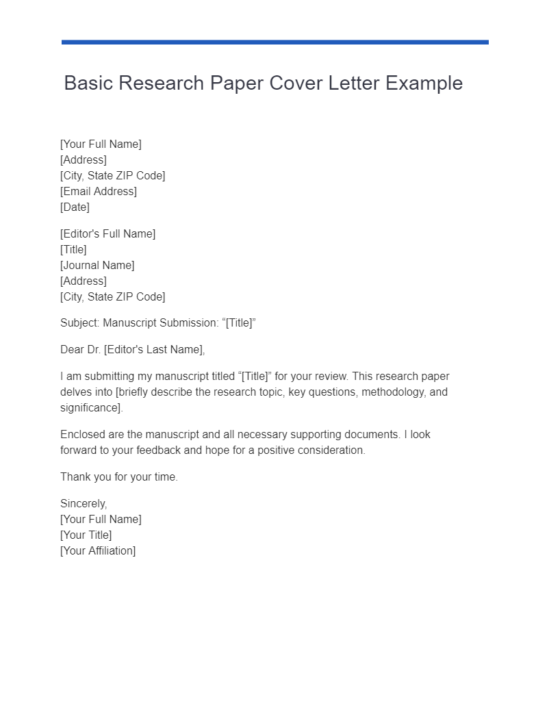 Research Paper Cover Letter 10+ Examples, How to Write, PDF, Tips