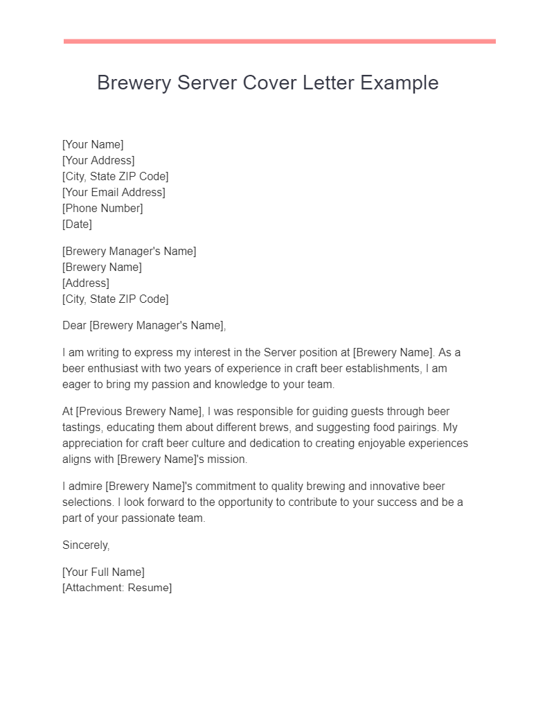 Server Cover Letter 21+ Examples, PDF, Tips