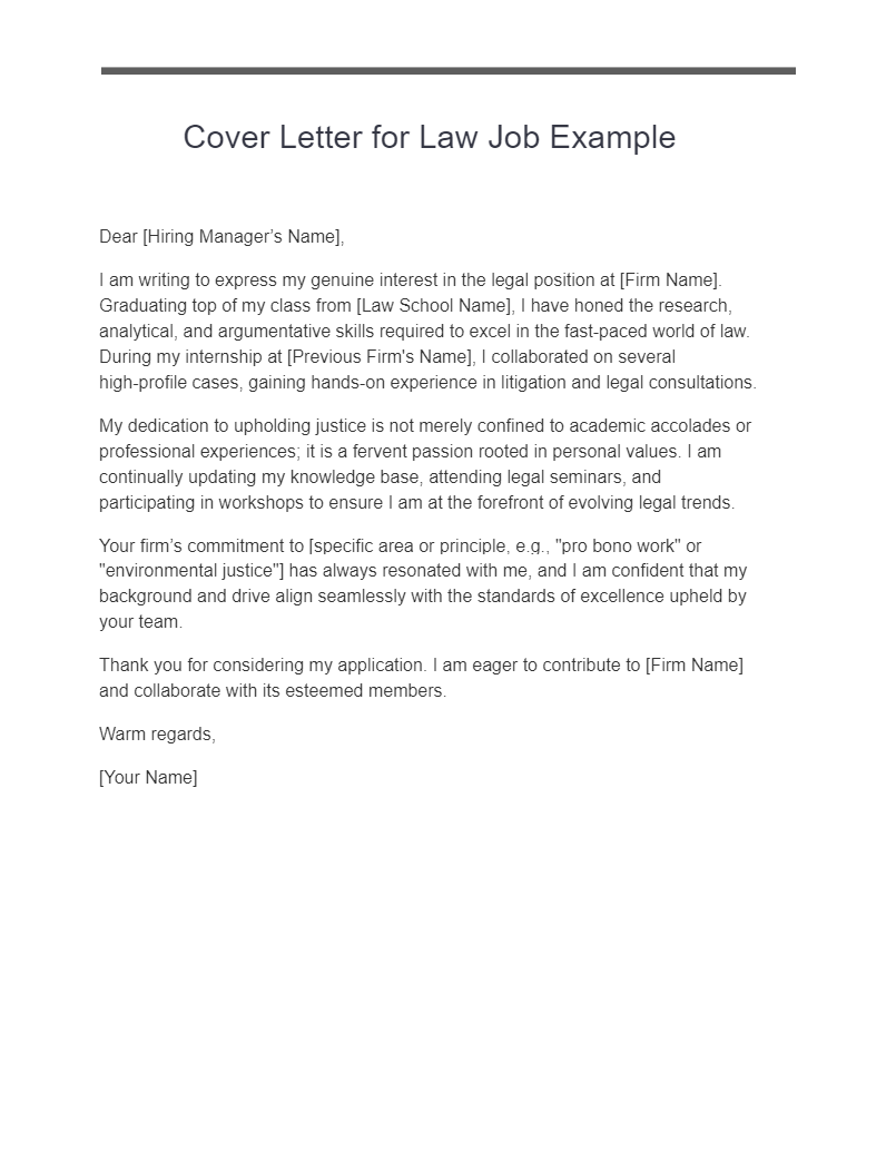 Law Cover Letter 30+ Examples, PDF
