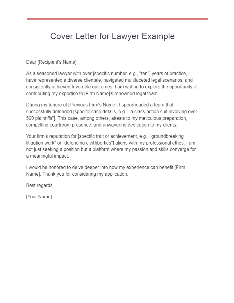 Law Cover Letter 30+ Examples, PDF
