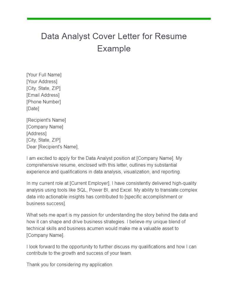 Data Analyst Cover Letter 22+ Examples, How to Write, PDF, Tips