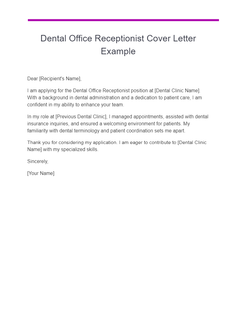 Receptionist Cover Letter 18+ Examples, PDF, Tips