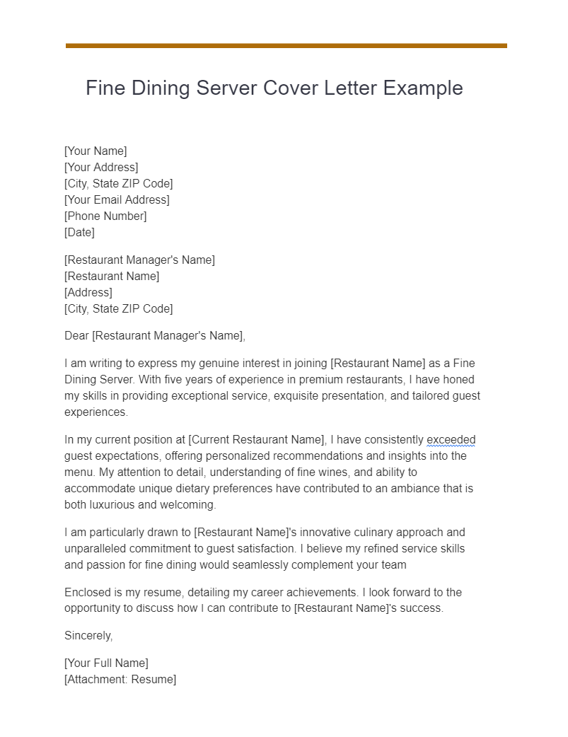 21+ Server Cover Letter Examples, How to Write, Tips Examples
