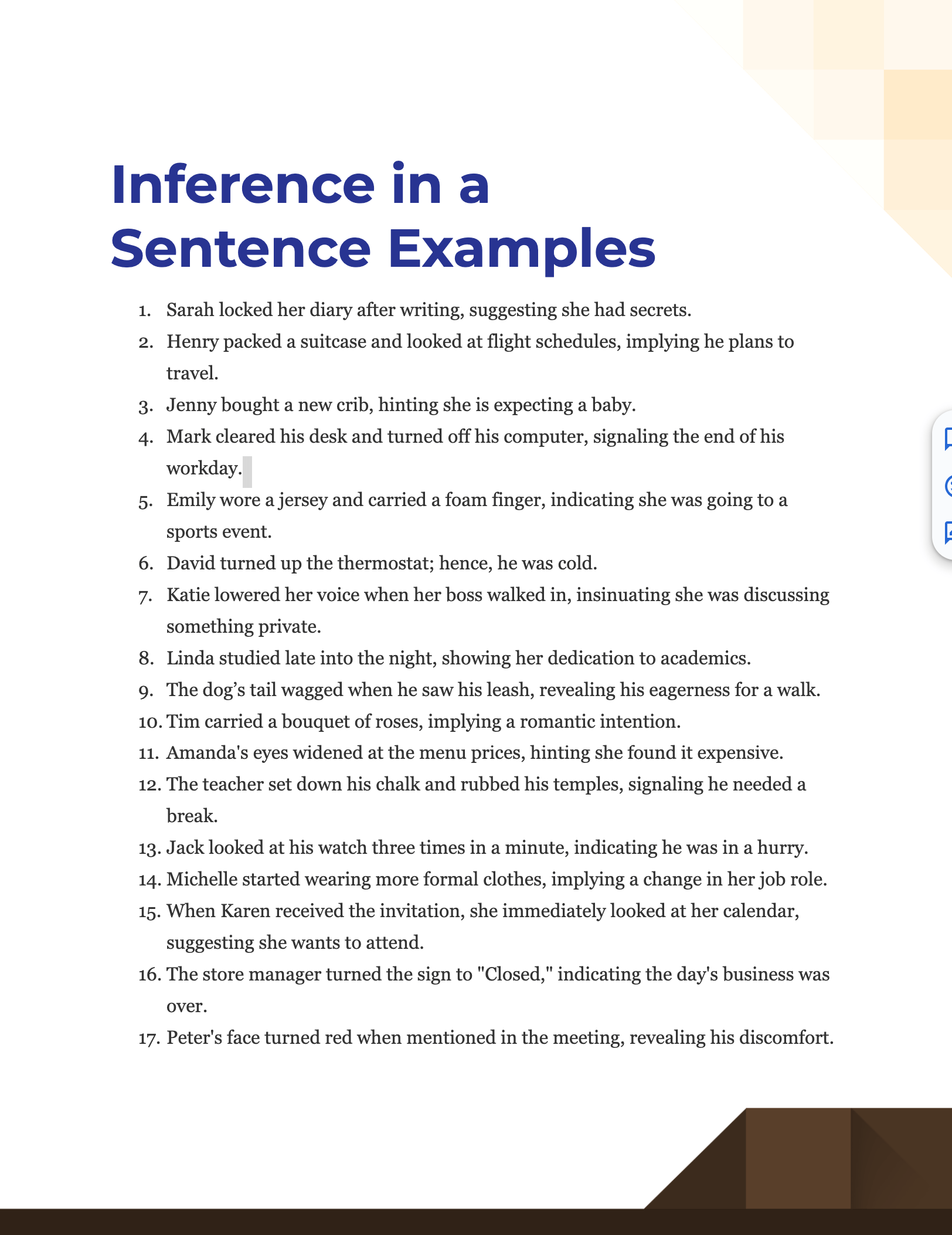 Inference in a Sentence 99+ Examples, PDF, Tips