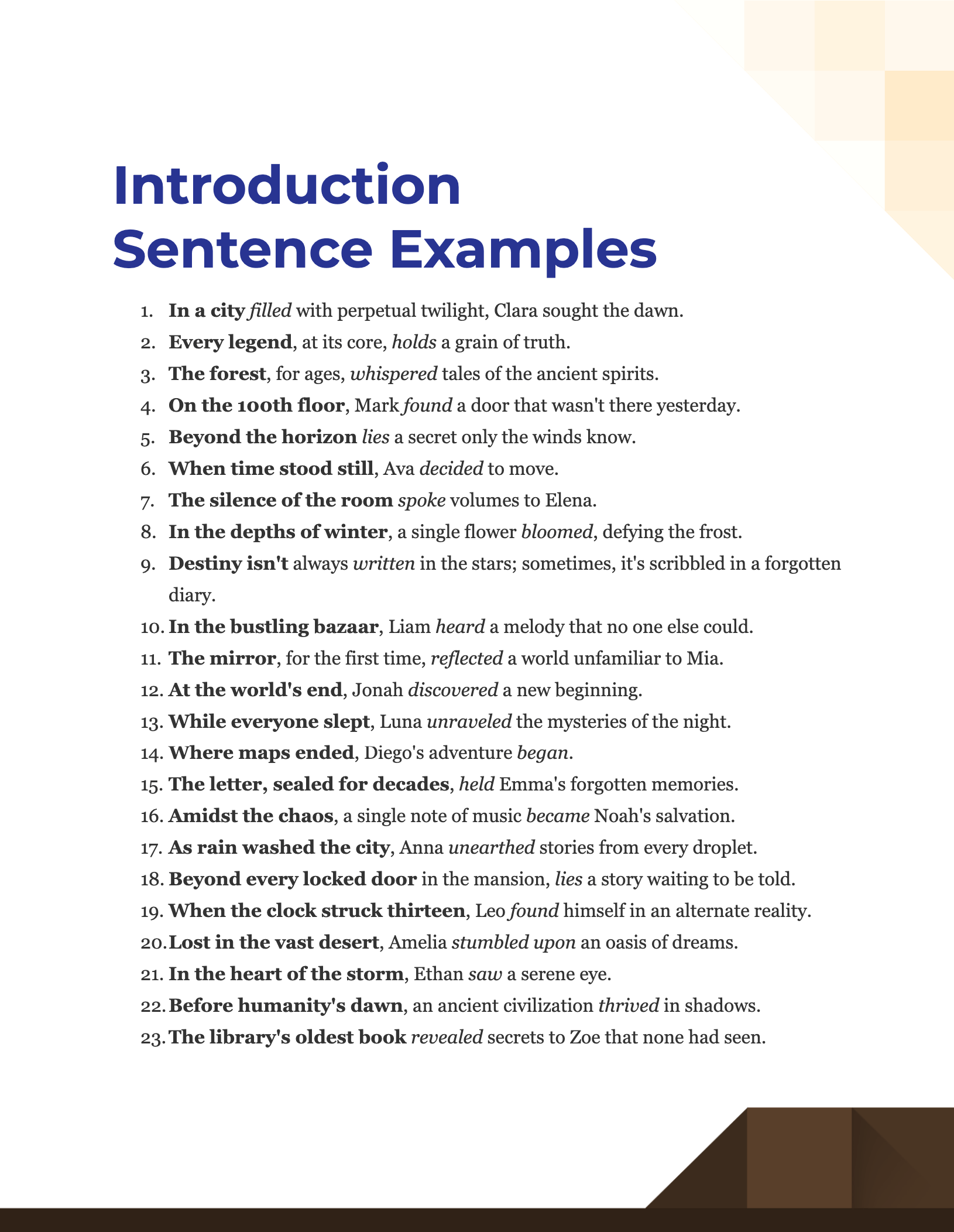 Introduction Sentence - 99+ Examples, PDF, Tips