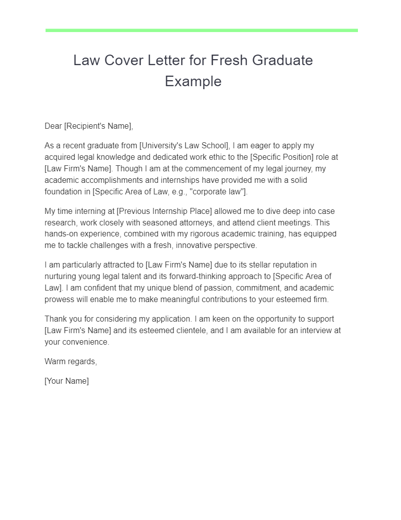 Law Cover Letter 30+ Examples, PDF