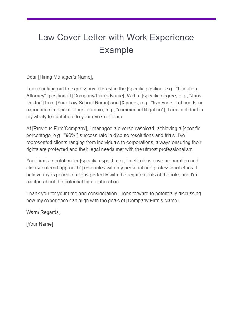 Law Cover Letter 30+ Examples, PDF