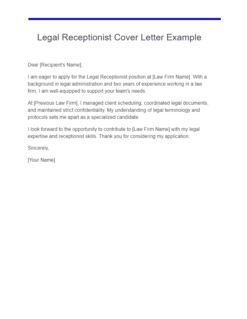 Receptionist Cover Letter 18+ Examples, PDF, Tips