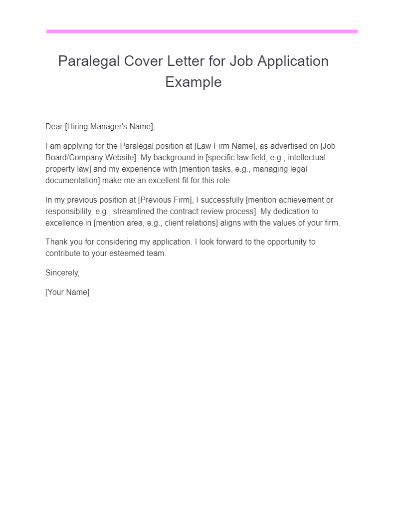 Paralegal Cover Letter 29+ Examples, PDF