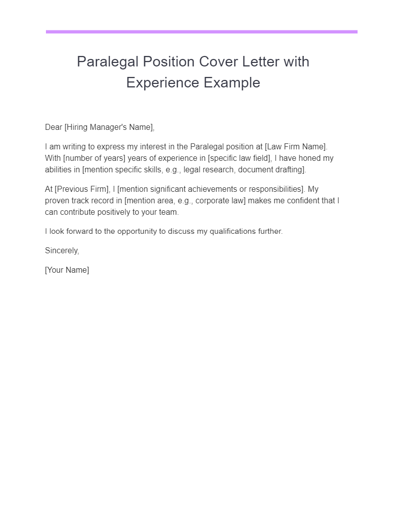 Paralegal Cover Letter 29+ Examples, PDF