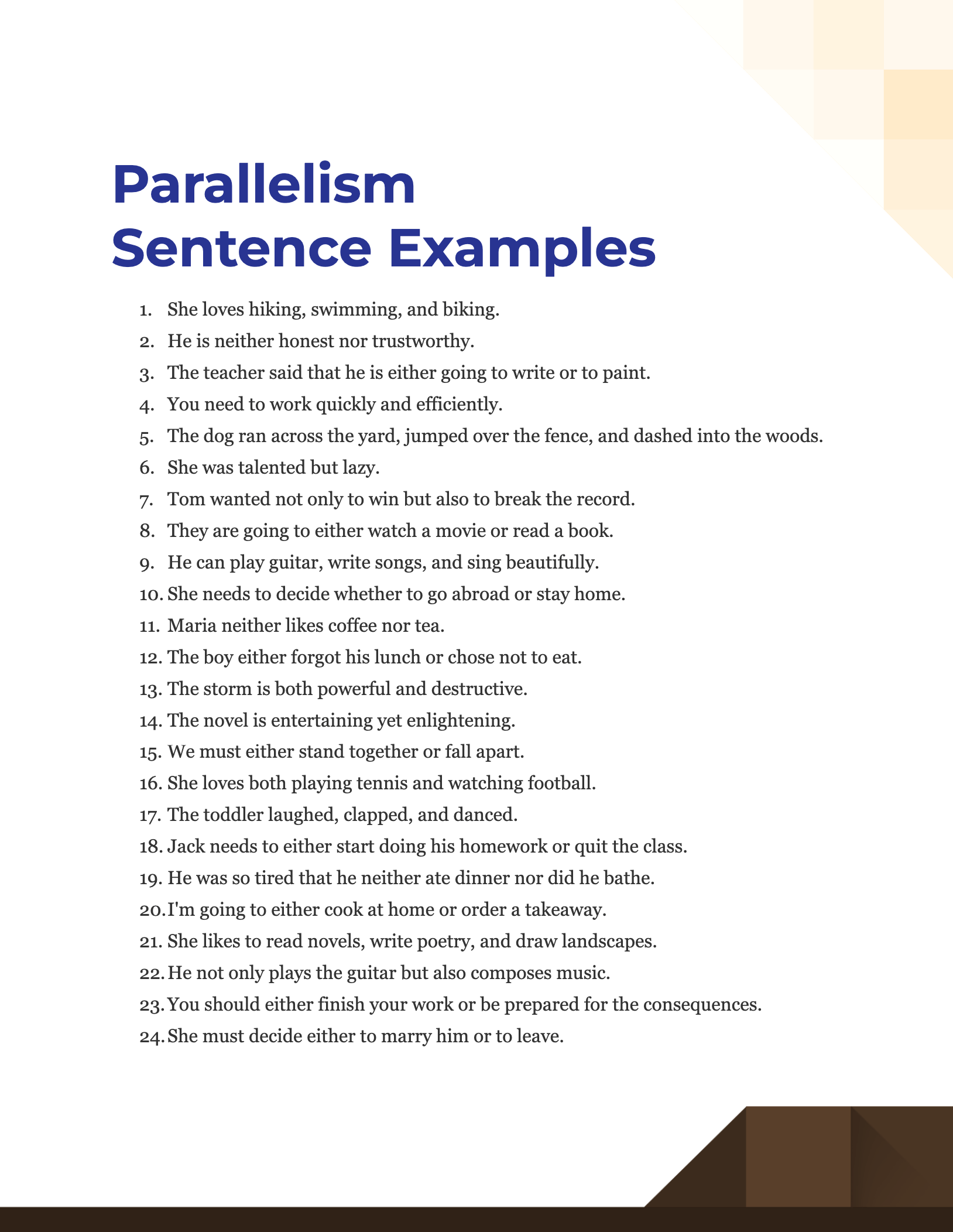 Parallelism Sentence 99+ Examples, PDF, Tips