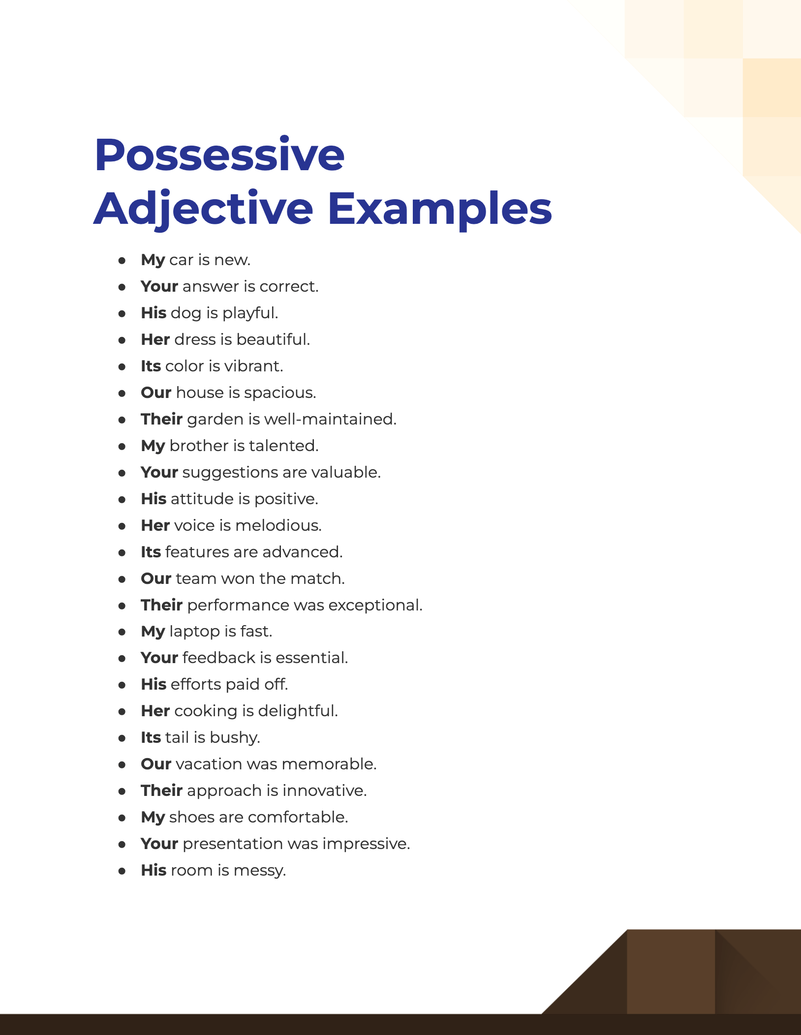 Possessive Adjective 99+ Examples, How to Use, PDF, Tips