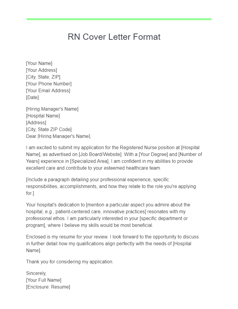 RN (Registered Nurse) Cover Letter 19+ Examples, PDF, Tips