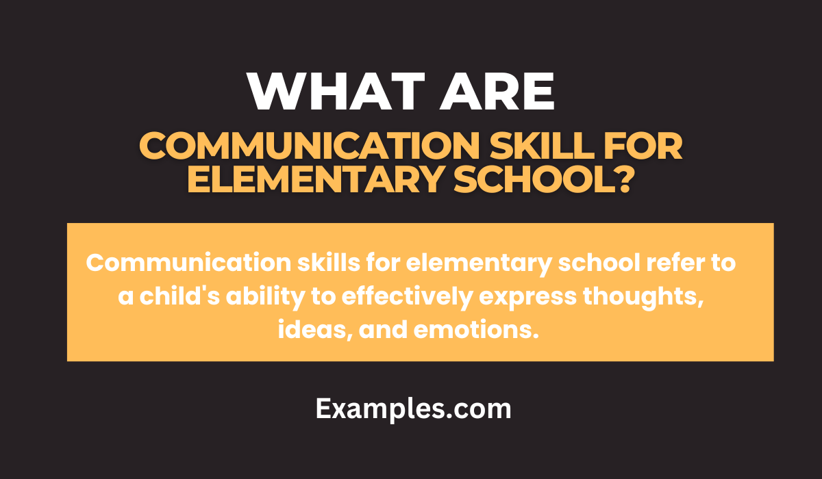 Communication Skills for Elementary School Examples, PDF