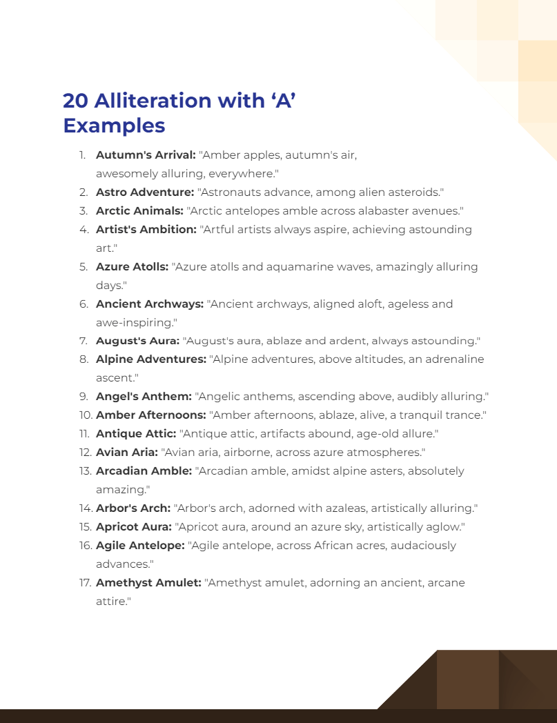 Alliteration with A 16+ Examples, How to Write, PDF, Tips