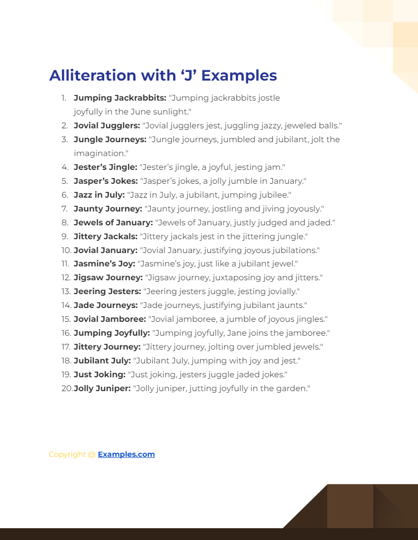 Alliteration with J Examples, How to Write, Tips