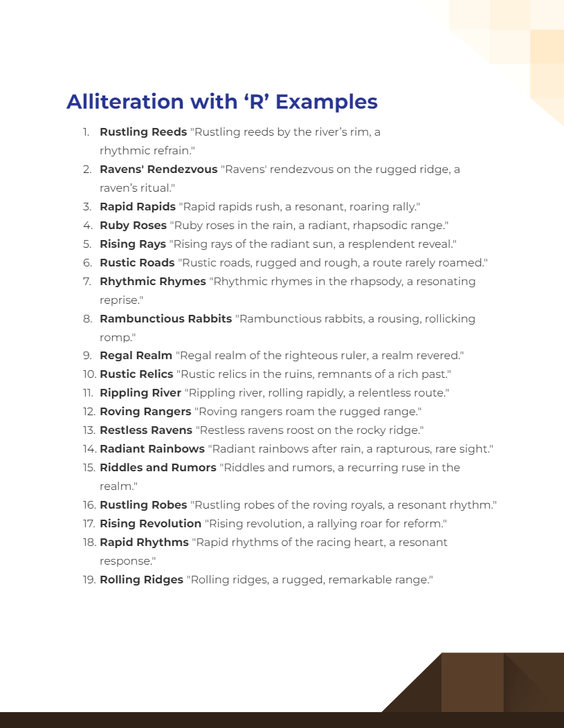 Alliteration with R 19+ Examples, How to Write, PDF, Tips