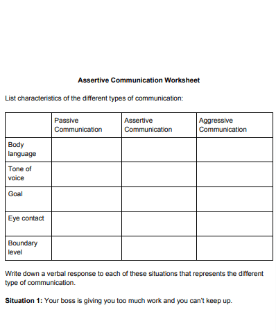 10+ Assertive Communication Worksheet Examples to Download