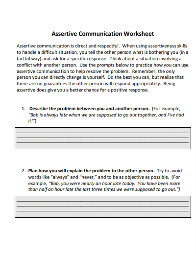 10+ Assertive Communication Worksheet Examples to Download