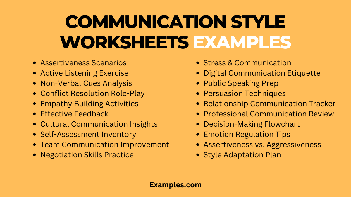 Communication Style Worksheets 19+ Examples