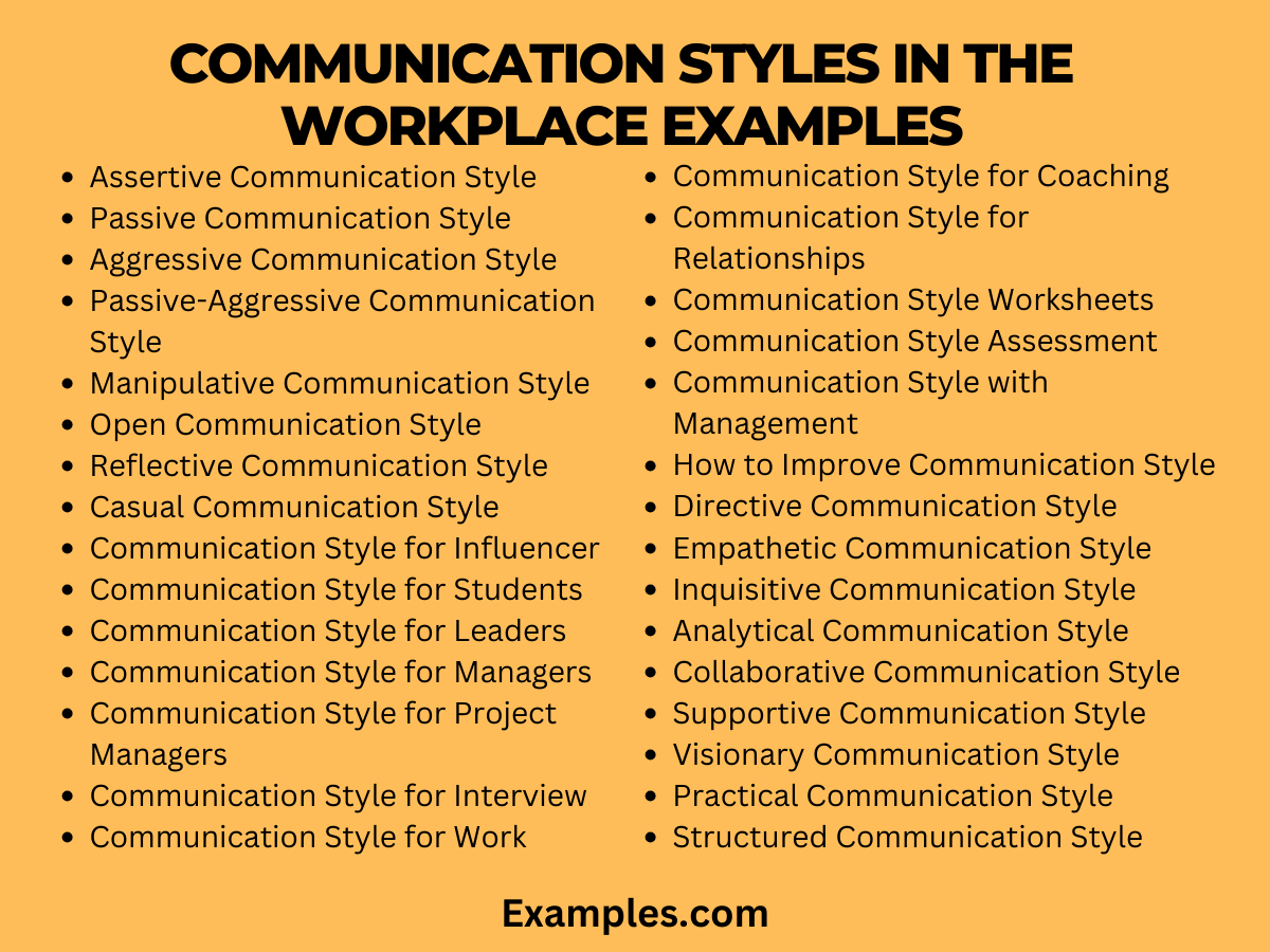 Communication Styles in the Workplace 29+ Examples