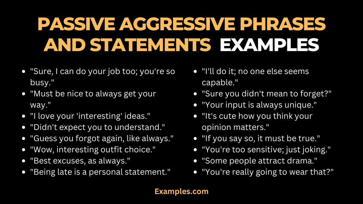 Passive Aggressive Phrases and Statements Examples, PDF