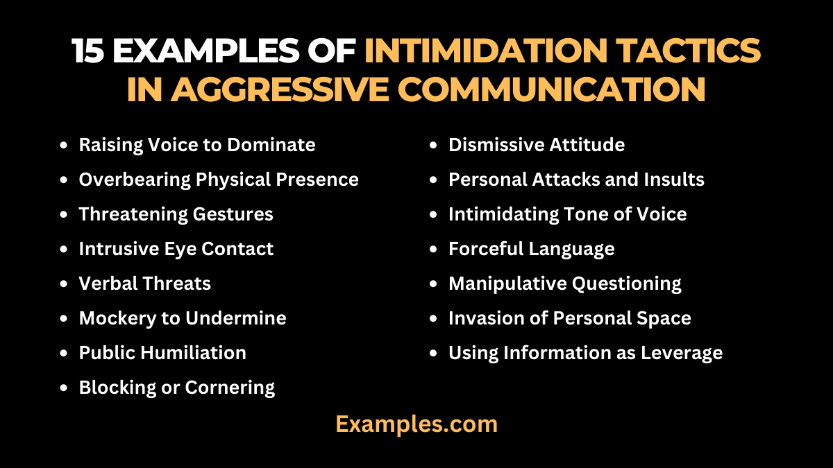 Intimidation Tactics in Aggressive Communication Examples, PDF