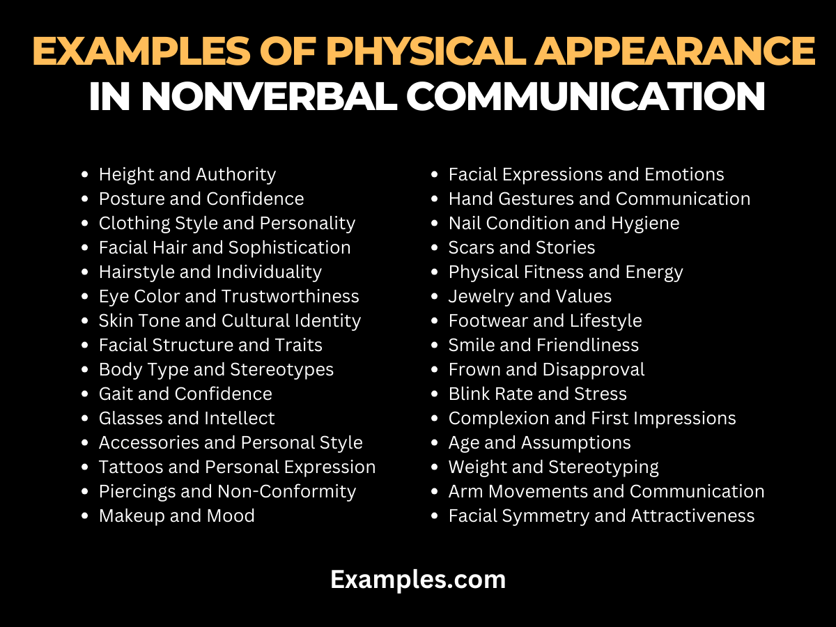 Physical Appearance in Nonverbal Communication 29+ Examples