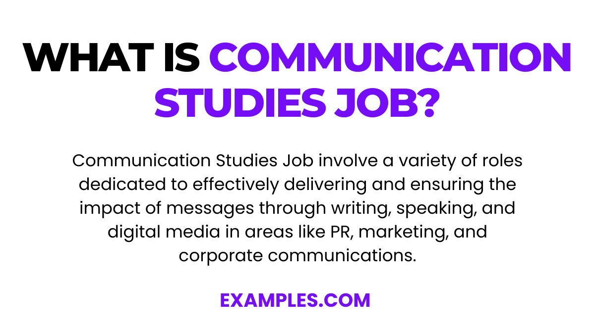 Communication Studies Jobs 9+ Examples