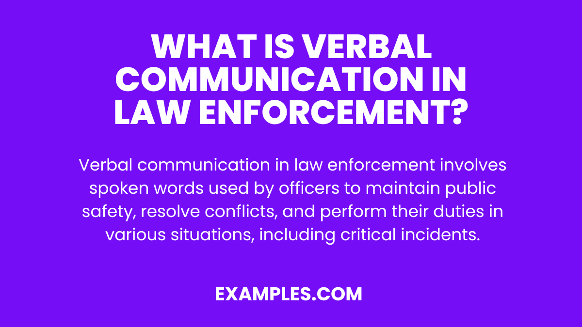 Verbal Communication in Law Enforcement Examples, PDF