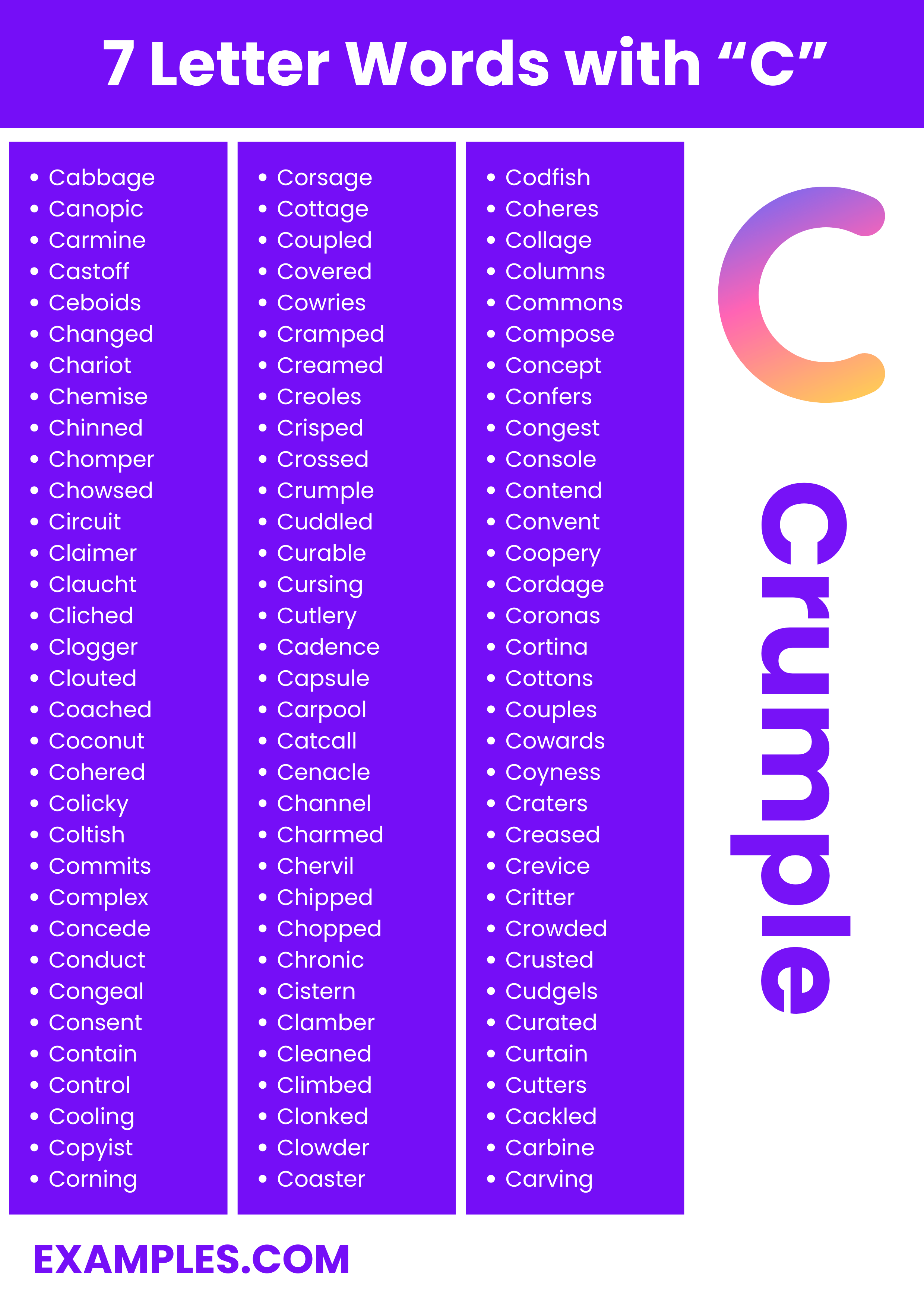 7 Letter Words With C 450+ List, Meaning, PDF