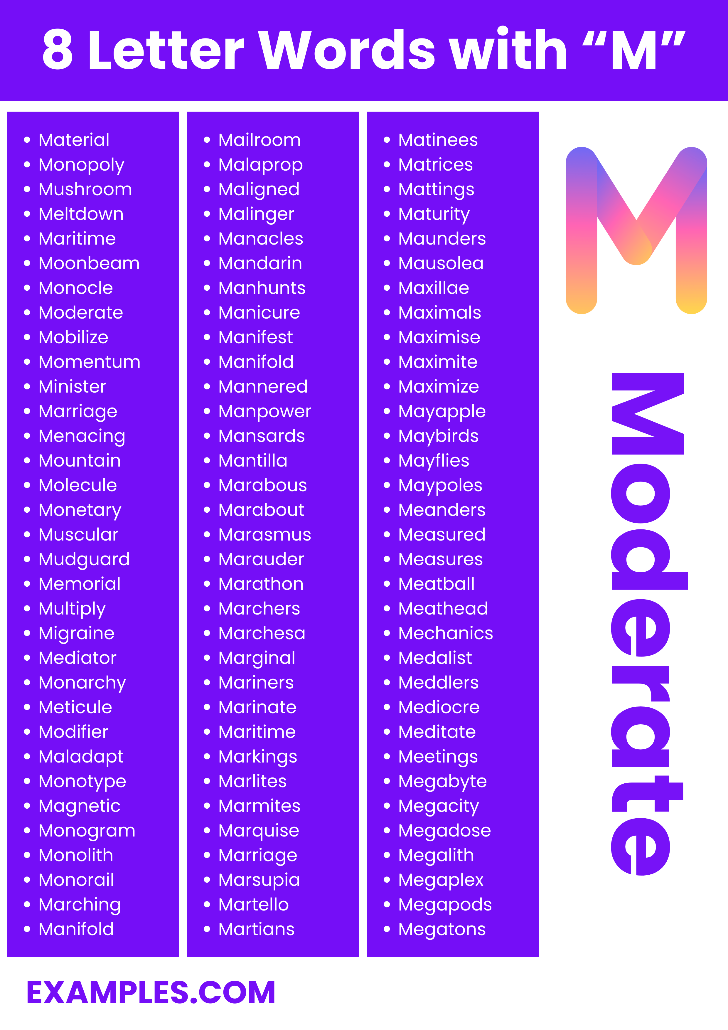 8 Letter Words With M 450+ List, Meaning, PDF