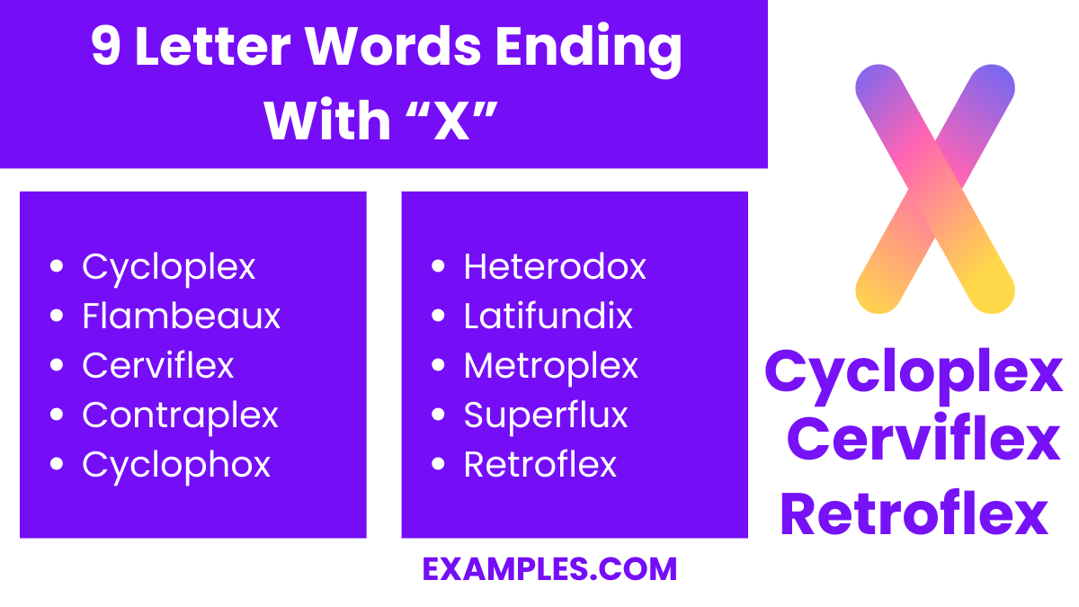 9 Letter words with X; Meaning, PDF
