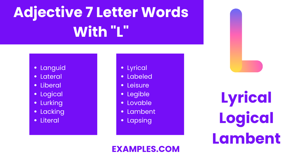 450+ 7 Letter Words With L, Meaning, PDF