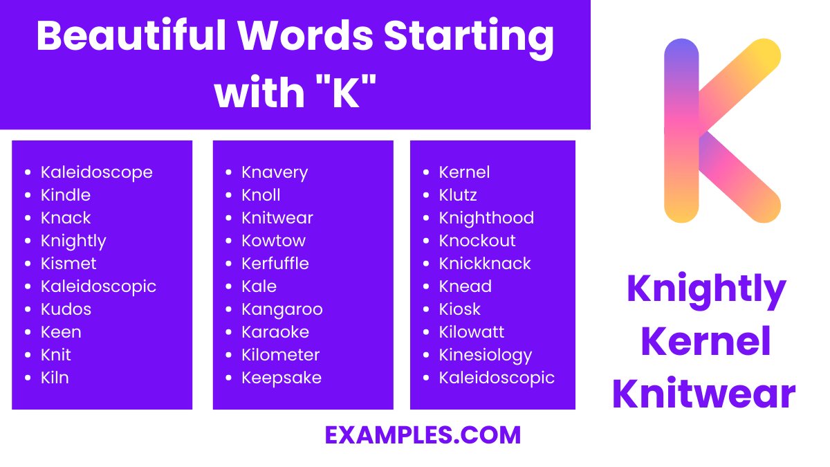 Words that Start with K 450+ List, Meaning, PDF