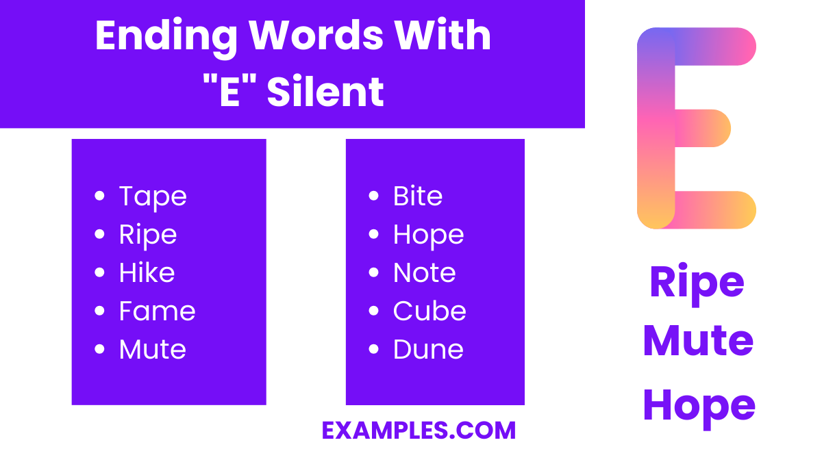450+ E Silent Words List, Meaning, PDF