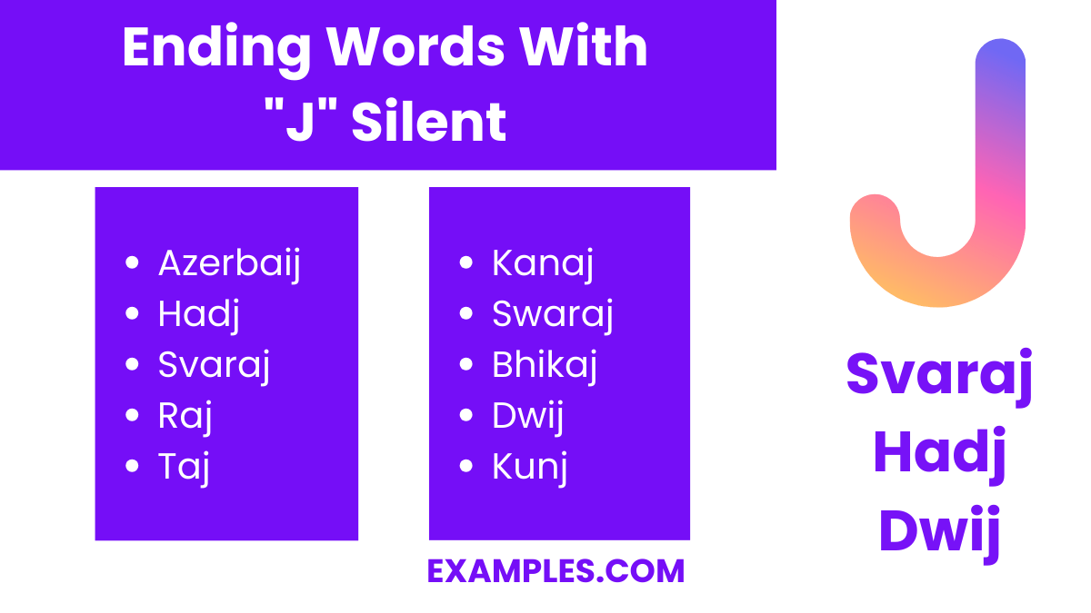 J Silent Words 450+ List, Meaning, PDF