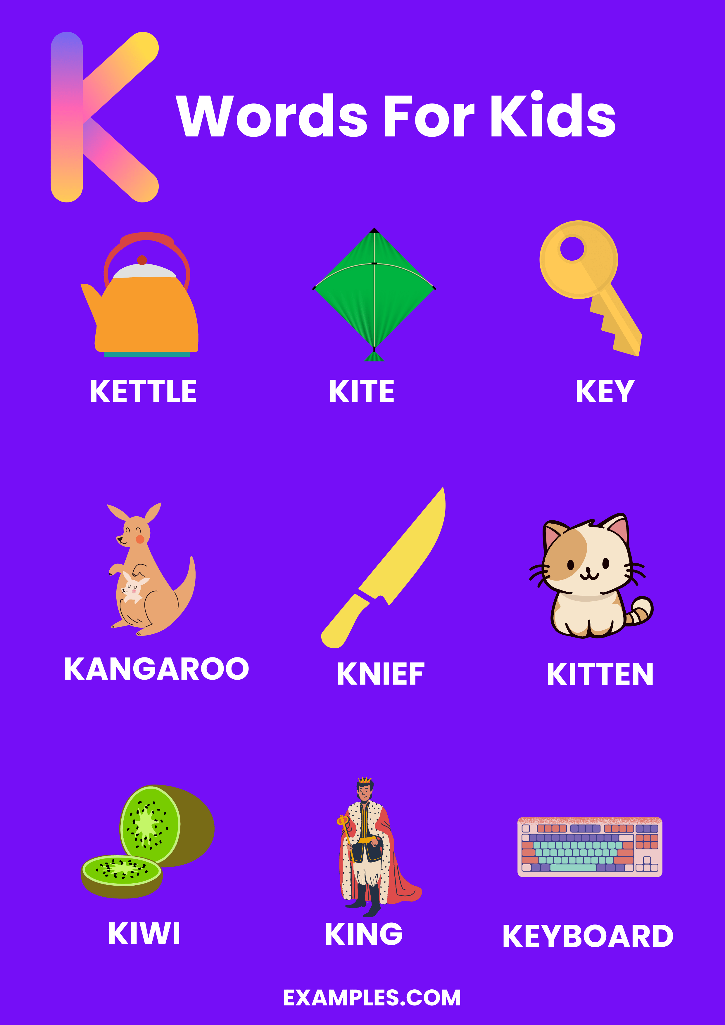 K Words 450+ List, Meaning, PDF