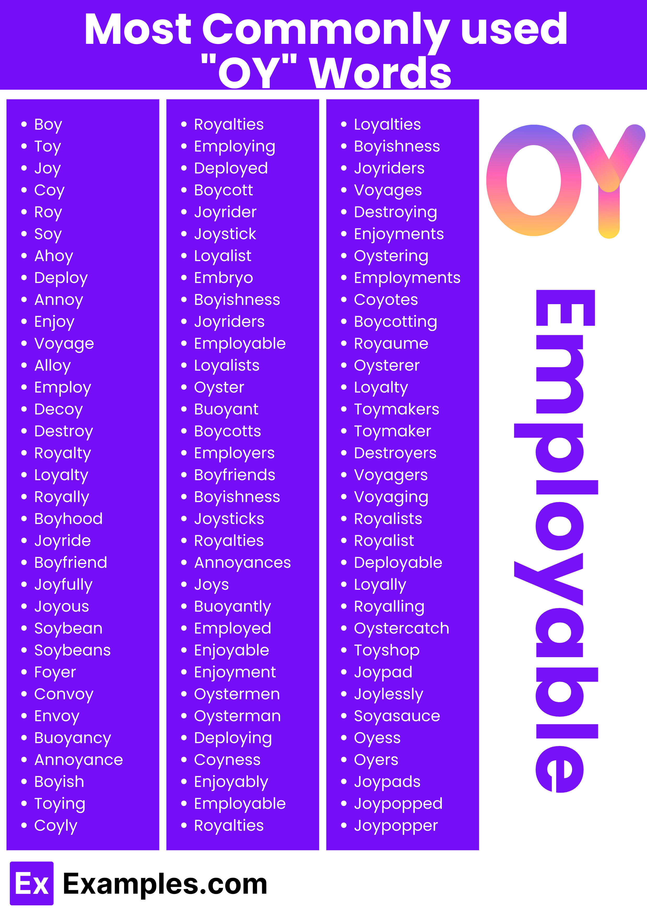 450+ OY Words: Meaning , PDF