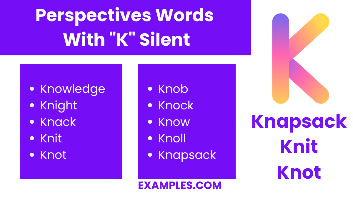 K Silent Words 450+ List, Meaning, PDF