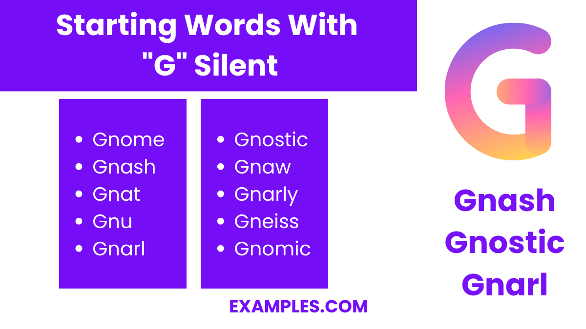 G Silent Words 450+ List, Meaning, PDF
