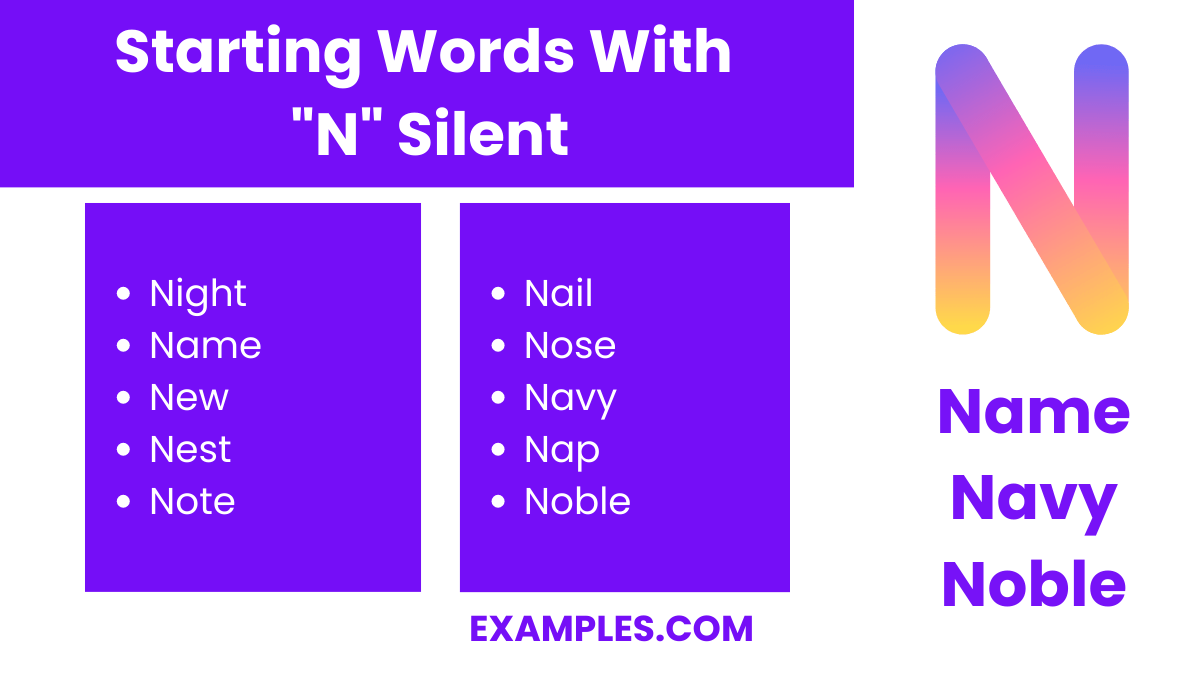 N Silent Words 450+ List, Meaning, PDF