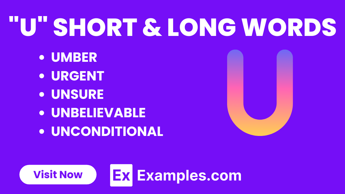 450+ U Short & Long Words, Meaning, PDF