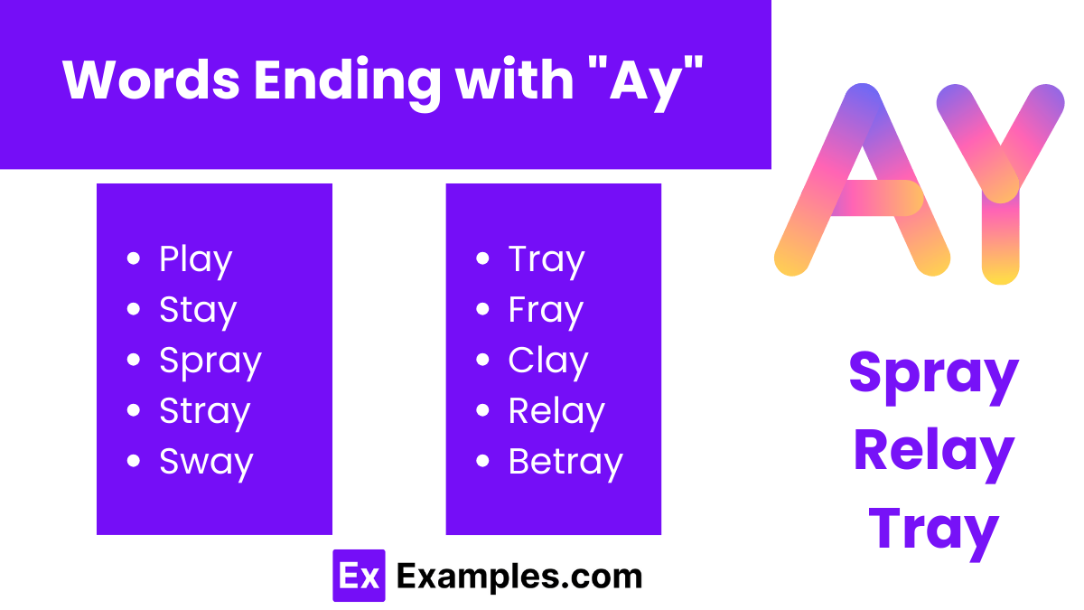 450+ AY Words List, Meaning, PDF