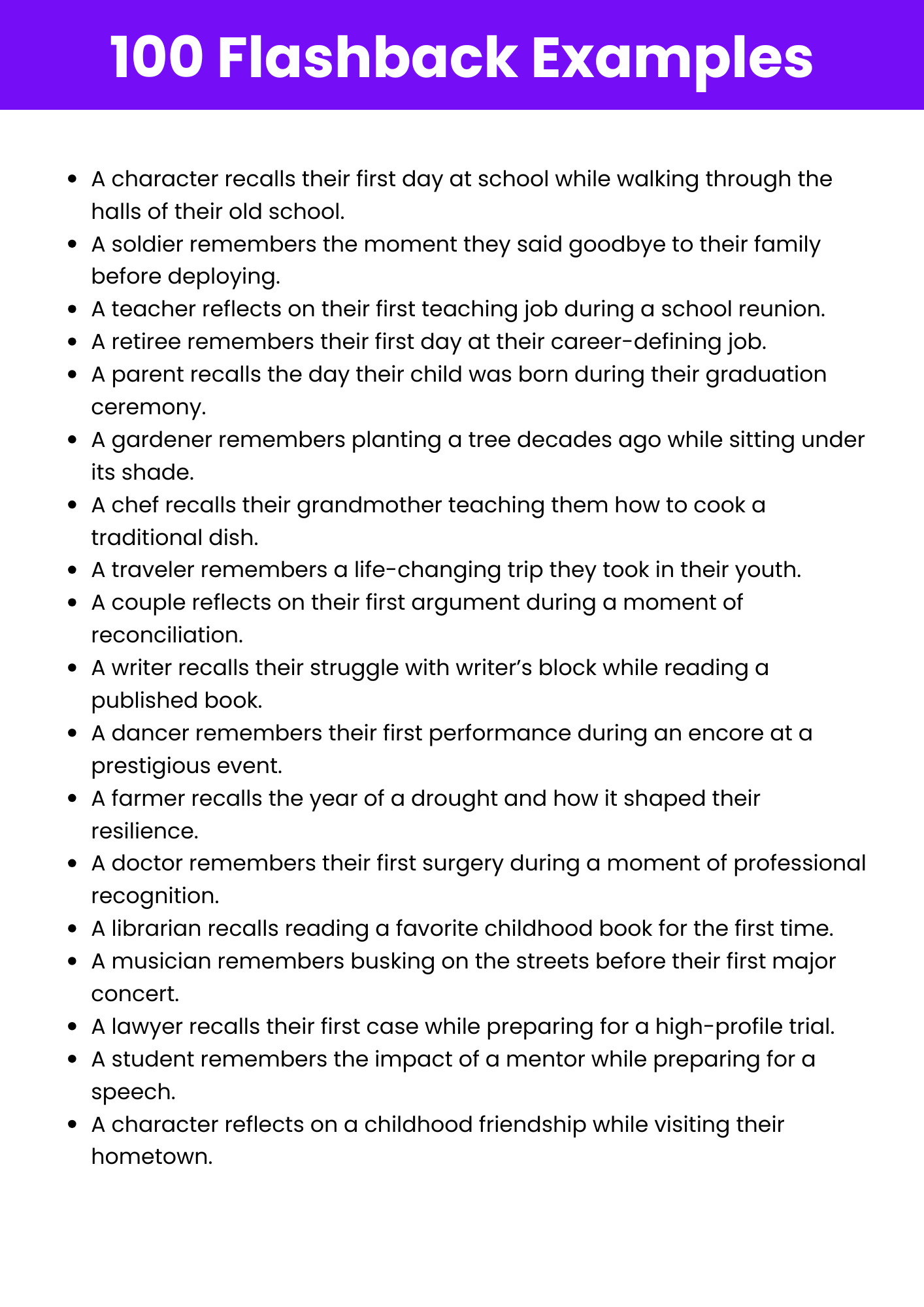 100+ Flashback Examples