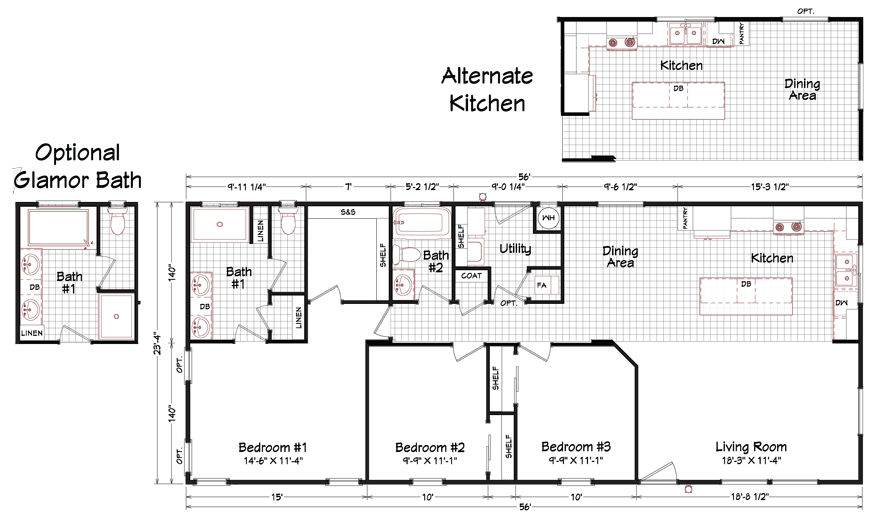 Addingham 24 X 56 1306 sqft Mobile Home Factory Expo Outlet Center